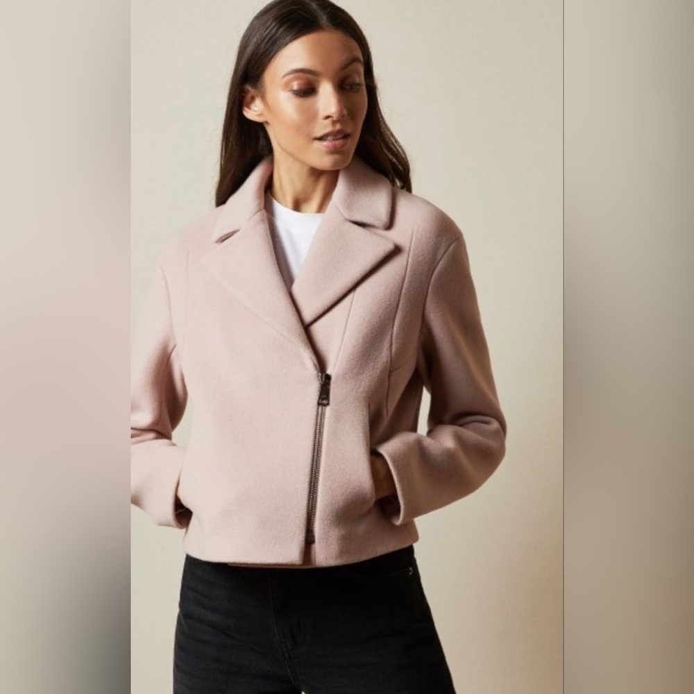 Ted Baker Asinata cropped Wool Biker jacket NWT